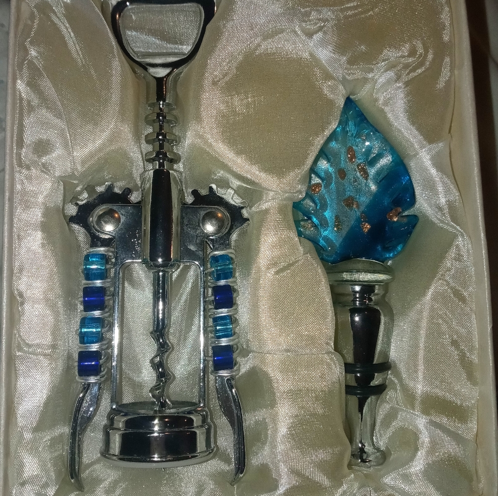 Murano wine bottle opener and corkscrew